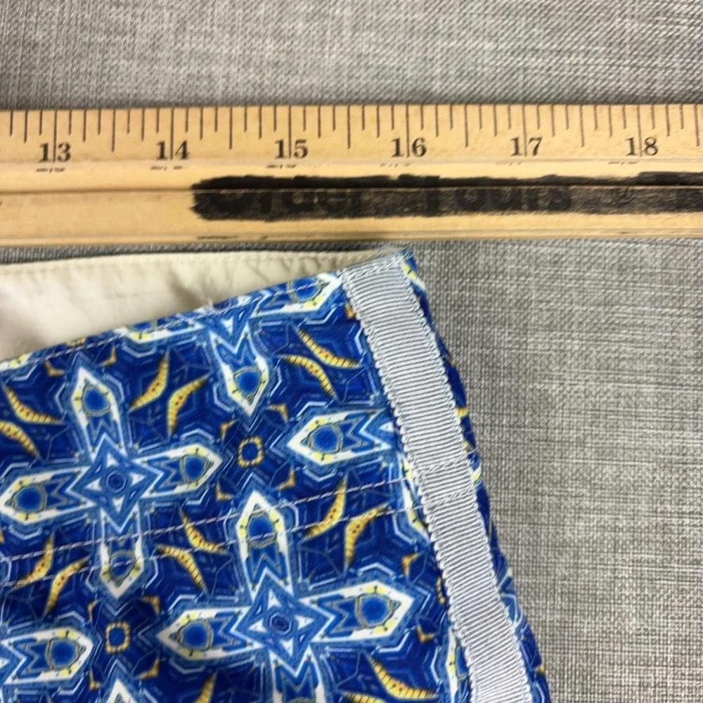 Parke & Ronen Shorts Mens 32 Blue Geometric Swim Trunks Lined Drawstring Print